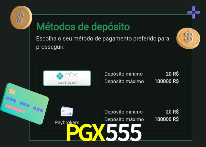 O cassino PGX555bet oferece uma grande variedade de métodos de pagamento